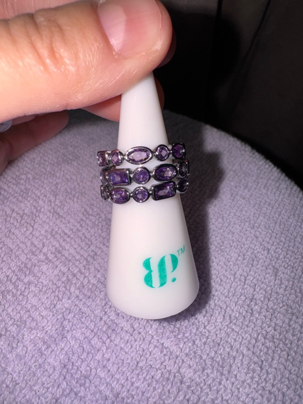 bp Purple Multi-Gem Stackable Ring Set